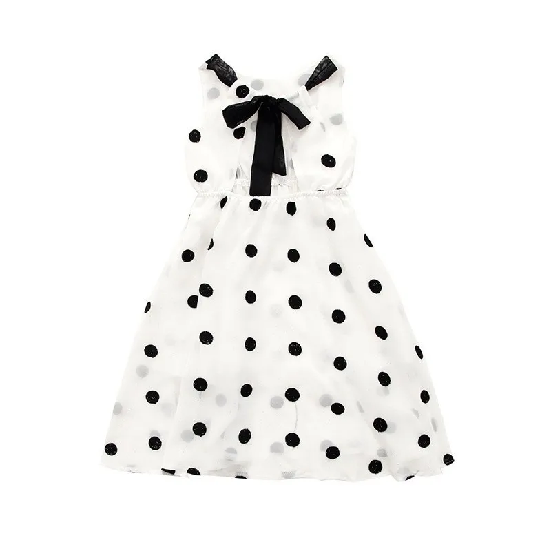 Sleeveless Princess Dress Girl Dot White Holiday Beach Dresses Clothing Backless Chiffon Summer Children Teen For Girls | Детская одежда