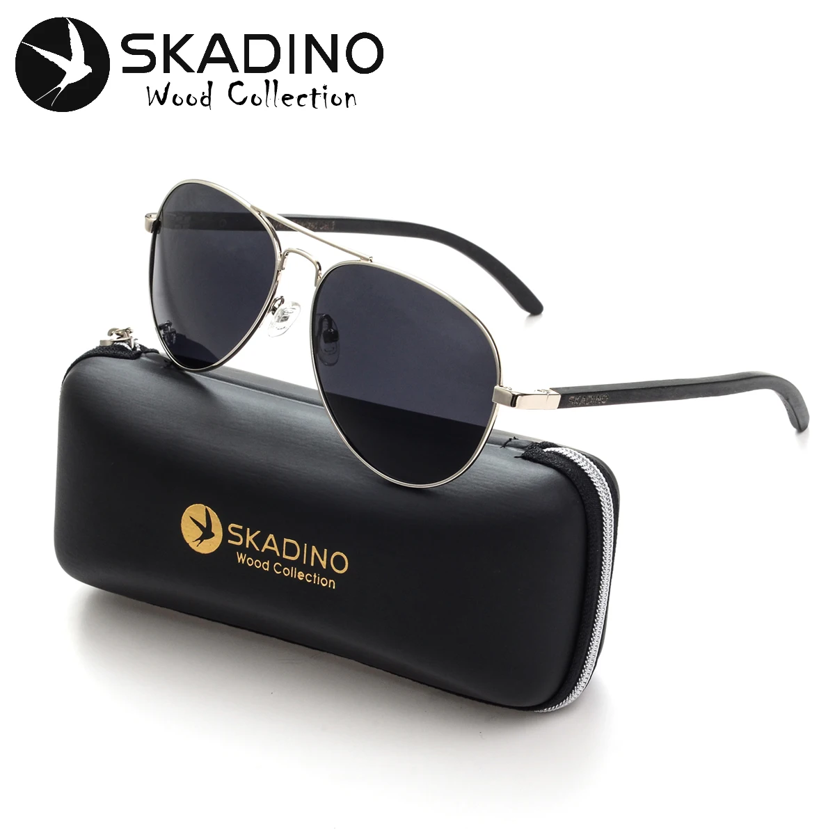 SKADINO UV400 поляризационные мужские солнцезащитные очки пилота из бука Модные для