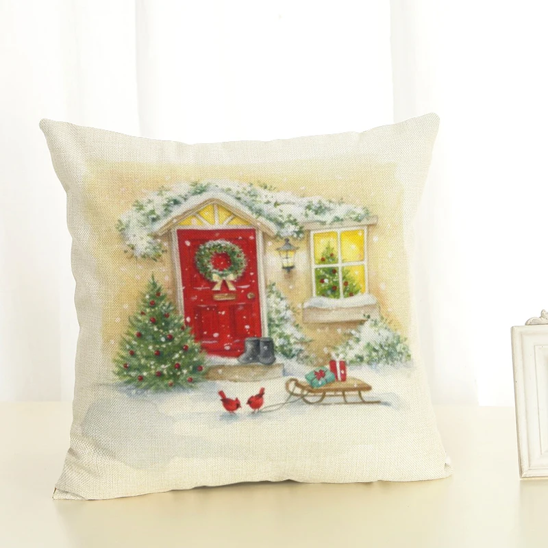 Рождественская наволочка для подушки из хлопка и льна подарок на декоративный