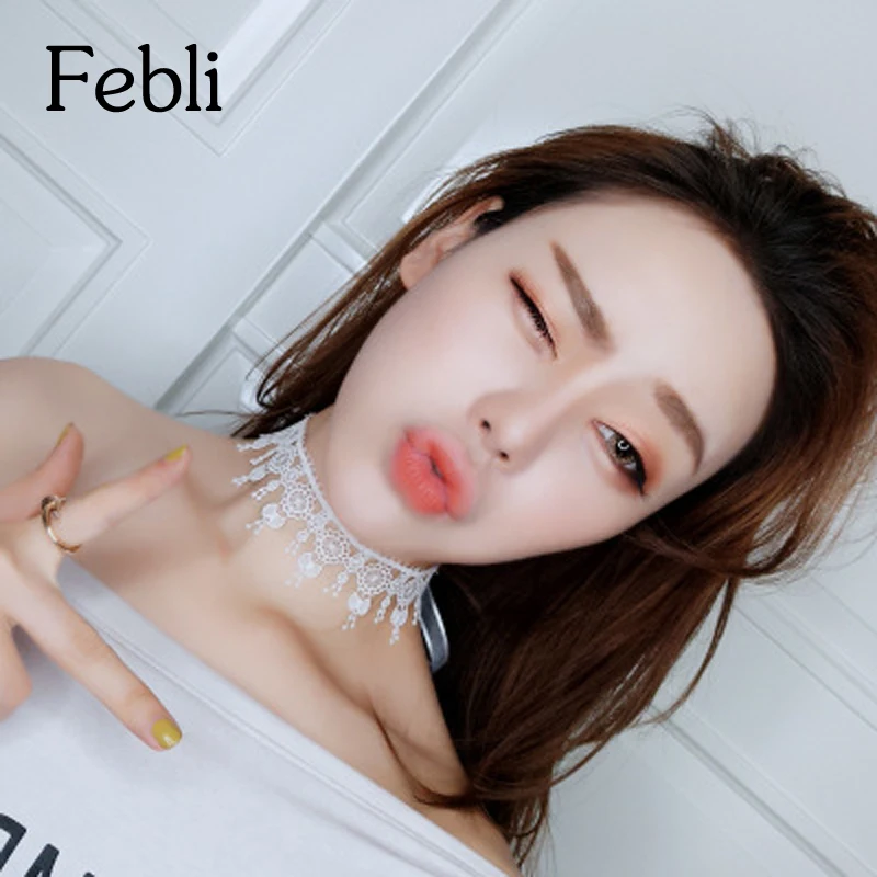 Febli Кружево черный воротник тонкий и элегантный подходит для ежедневного Званый