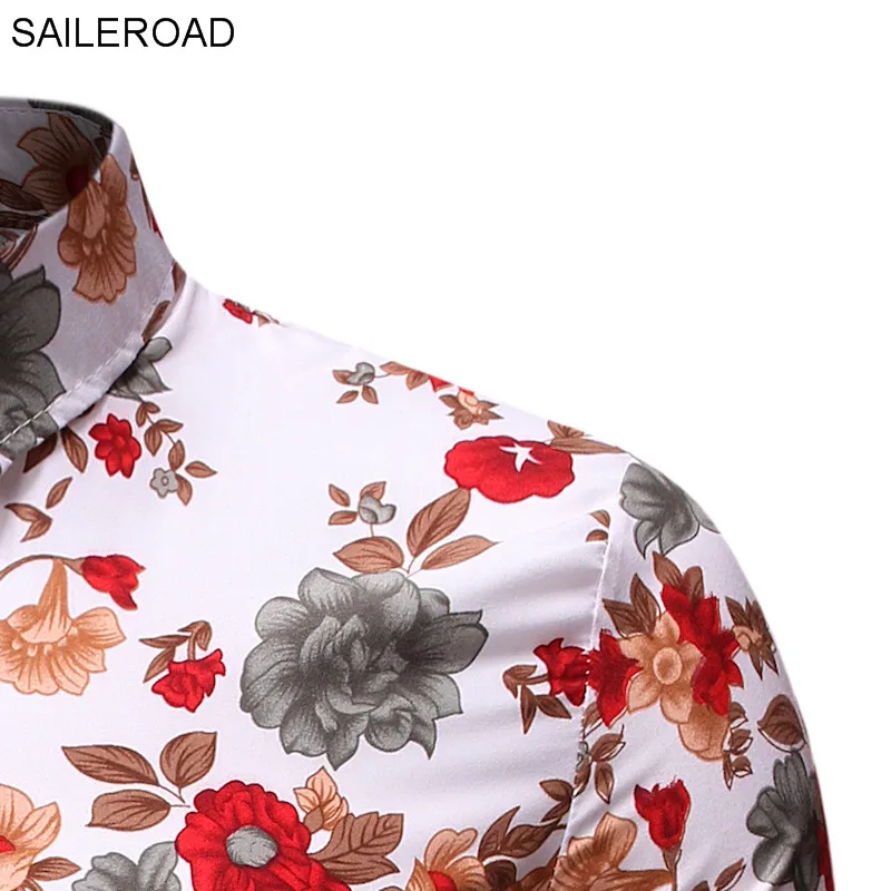 SAILEROAD Camisa Flores Hombre Мужская рубашка рубашки Гавайская Мужская рубашка с цветочным принтом облегающие топы с принтом Camisa Preta