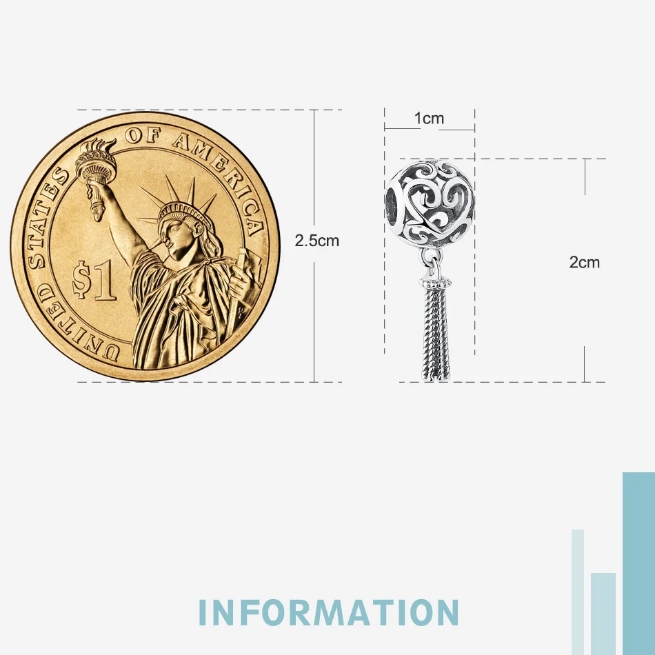 FOREWE 925 пробы серебряный шарм ажурное сердце с длинной кисточкой кулон бусины
