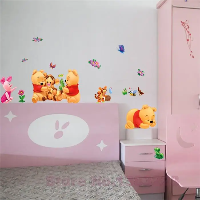 Мультфильм Животные пух DIY Виниловые стикеры для детей номеров Мальчики Диван Home