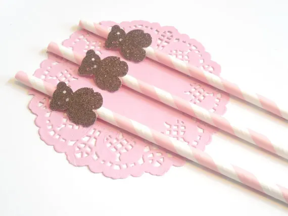 Бумажные соломинки в виде мишки тедди для вечеринки честь рождения ребенка | Дом