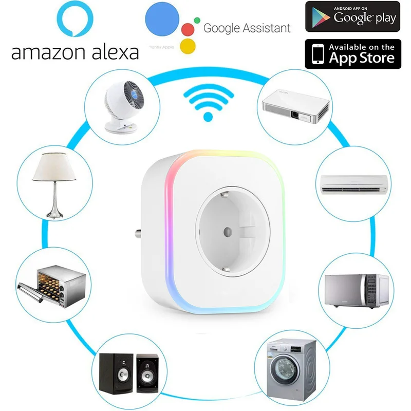 Новый RGB светодиодный светильник Wi Fi умная штепсельная розетка Великобритания ЕС