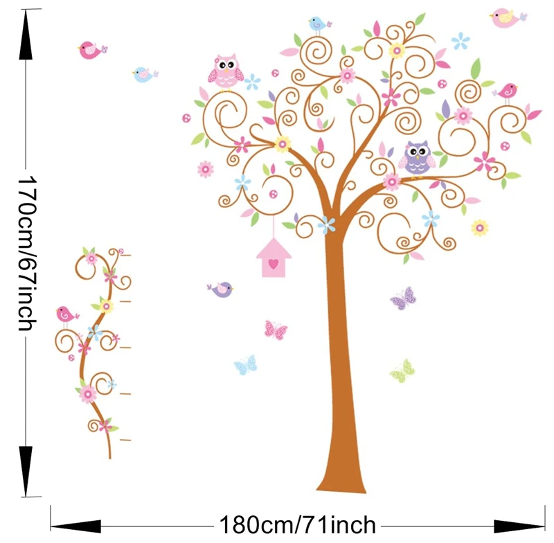 Милые наклейки на стены с изображением совы бабочки птиц дерева цветка Детские