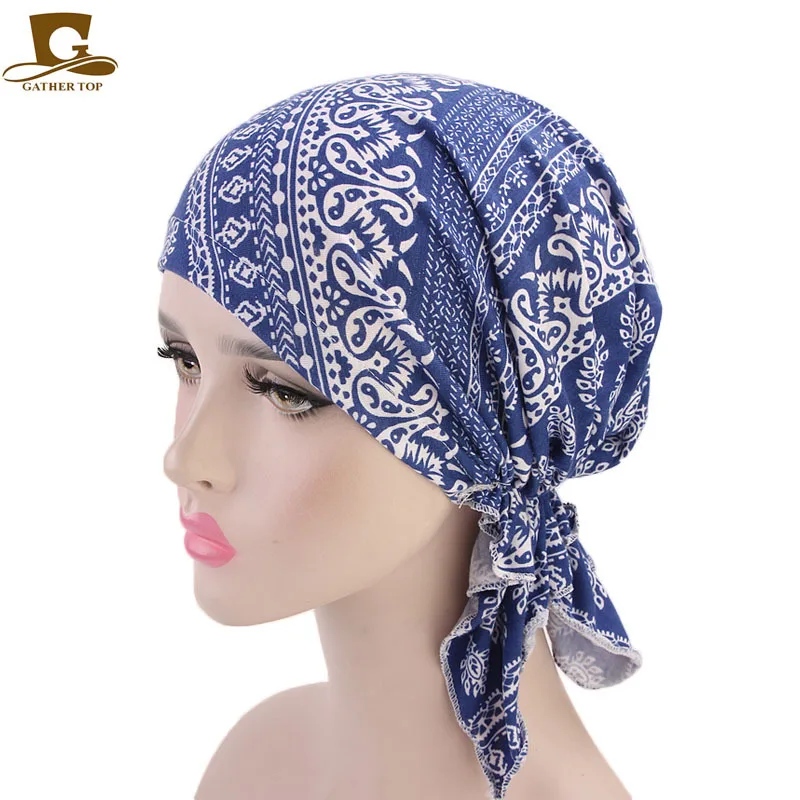Новинка Женская Регулируемая Бандана с завязкой головной платок Chemo для сна убор