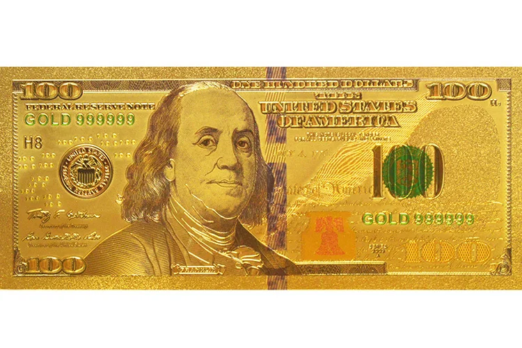 Фольги новый стиль US100 доллар Красочные золотые UNC Поддельные Банкноты