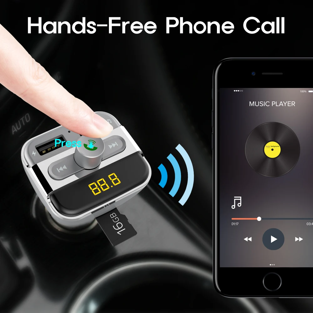 Nulaxy Bluetooth fm передатчик Handsfree FM модулятор Автомобильный MP3 плеер Поддержка флеш