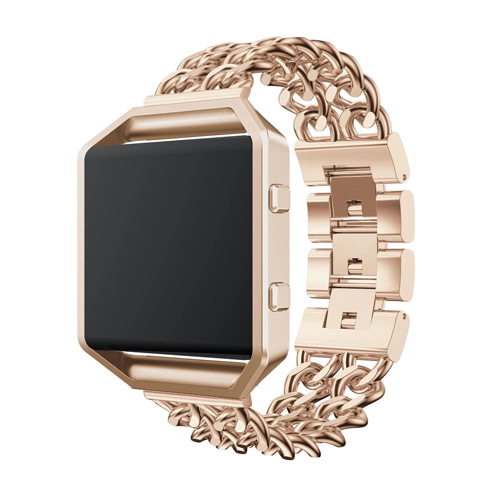 Горячая Замена цепи из нержавеющей стали с металлической рамой для Fitbit Blaze серебро черный розовое золото нержавеющая сталь