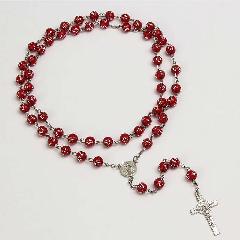 8 мм цепочка с подвеской из сплава крест изображением Иисуса Христа|Ожерелья