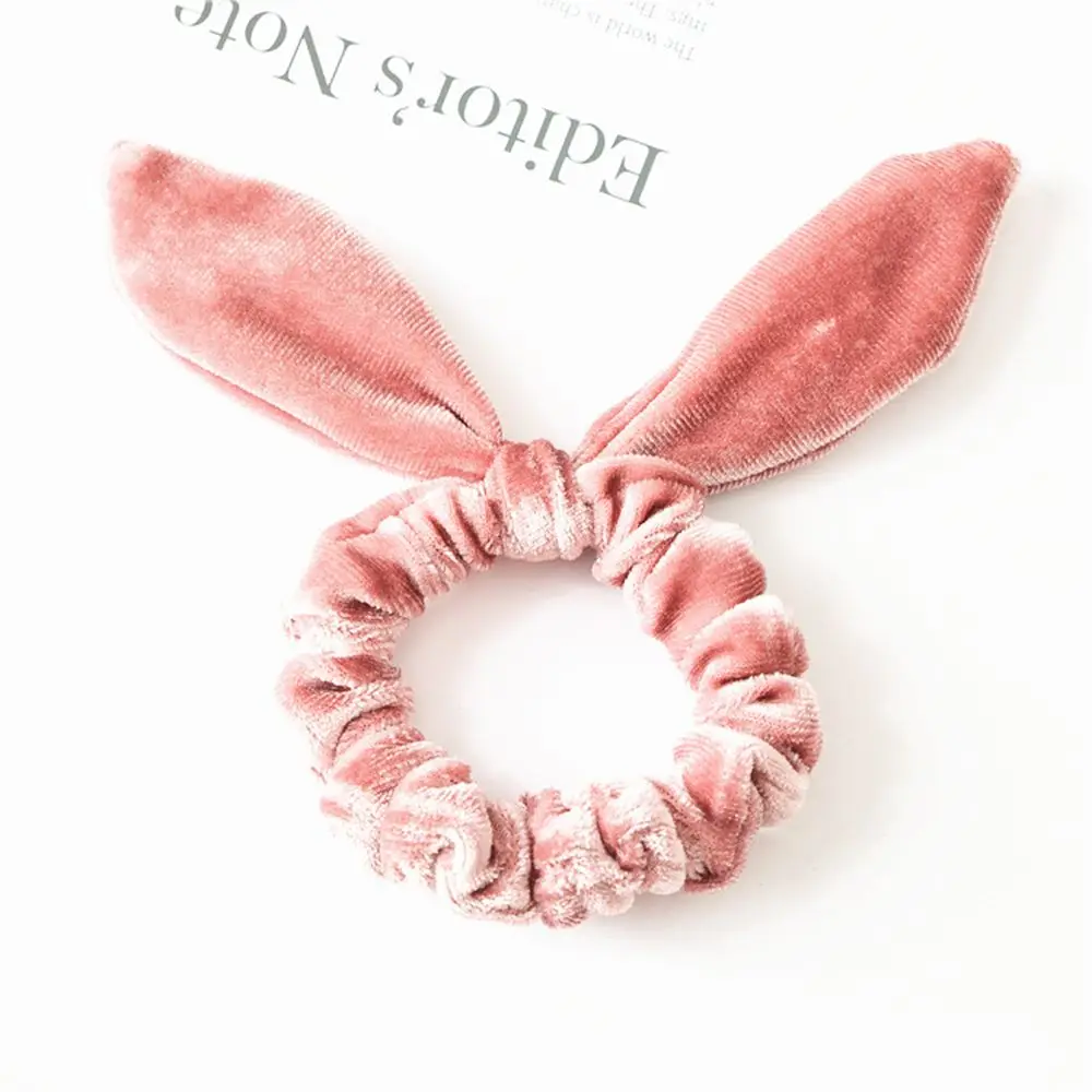 Однотонная бархатная резинка для волос девочек 1 шт. Женская эластичная с ушками