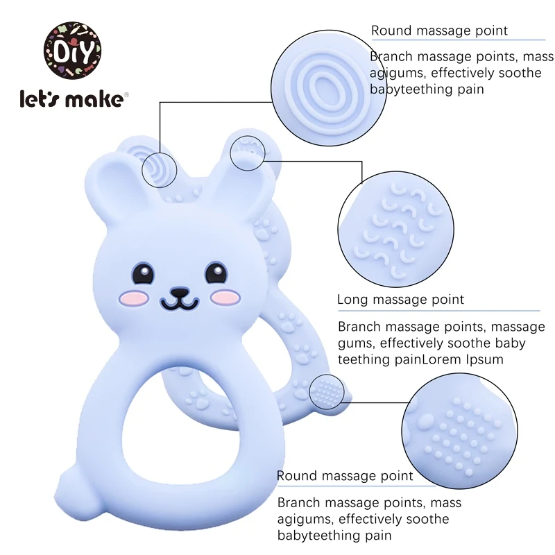 Let's make Silicone Teethers Food Grade DIY 5 pcs Baby Shower Gift Birth Cartoon Rabbit Teether For Teeth Baby Product Teething