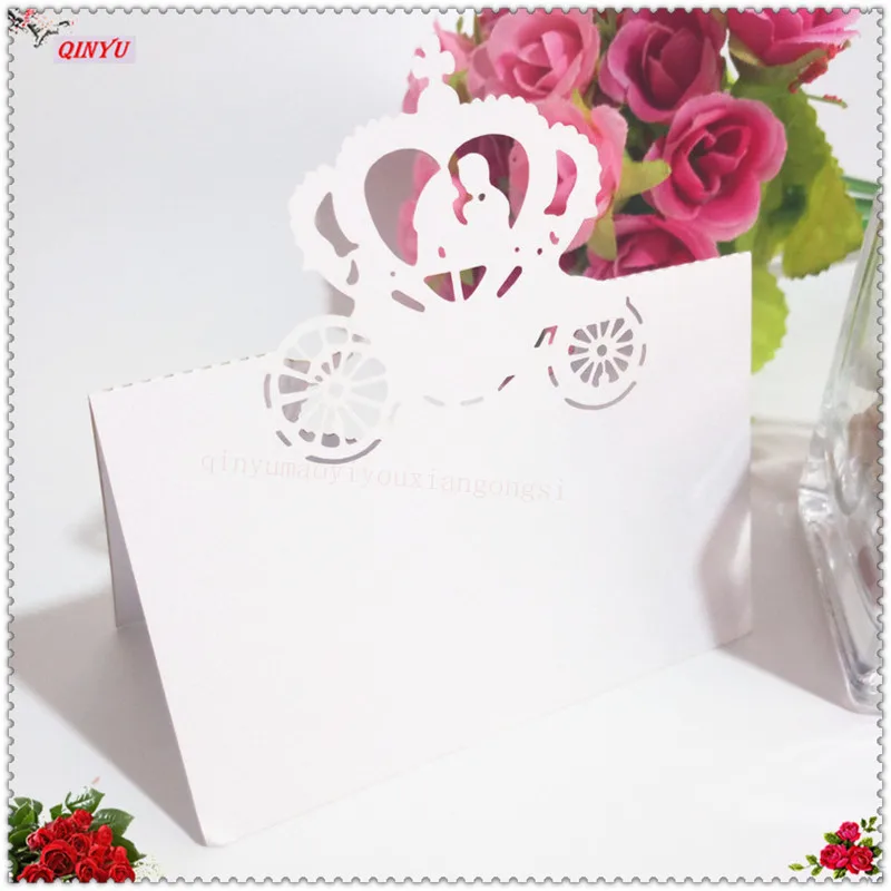 100 короны из карточный стол лазерная резка кружевной Корона бумаги место имя