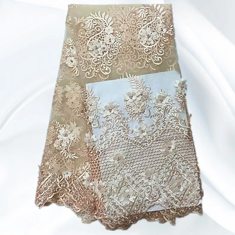 ZLN119 Черный Высокое Качество Африканских Кружева Тюль С Бисером Мода Аппликация