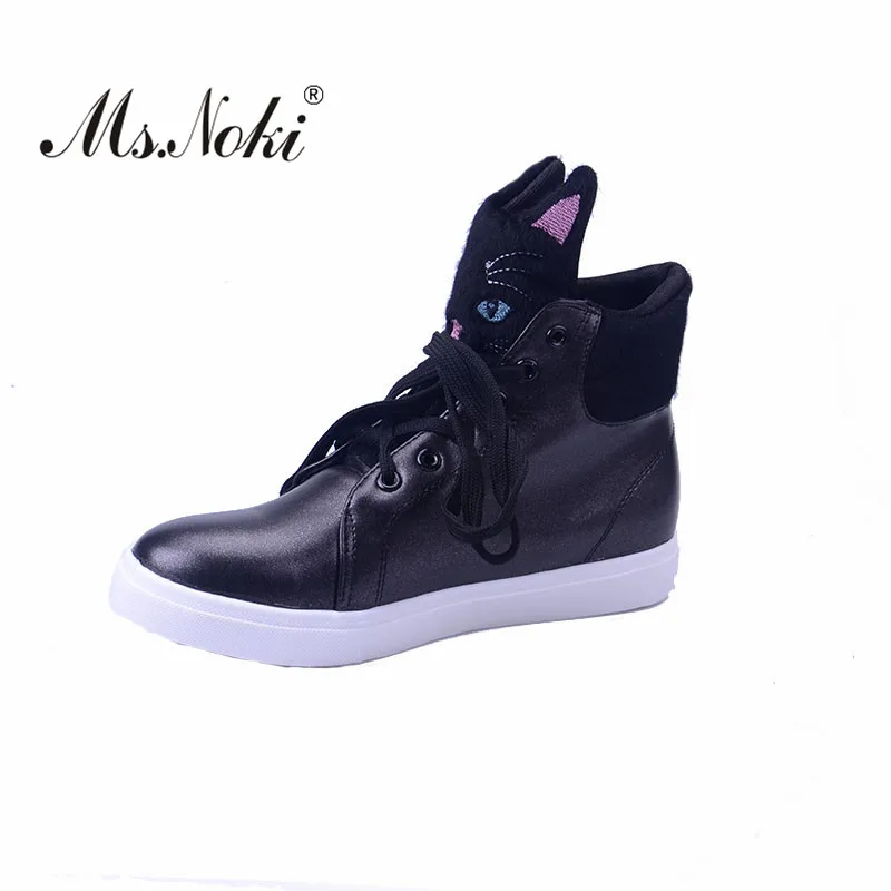 Женские зимние ботинки со шнуровкой Ms.Noki ботильоны на шнуровке модная зимняя