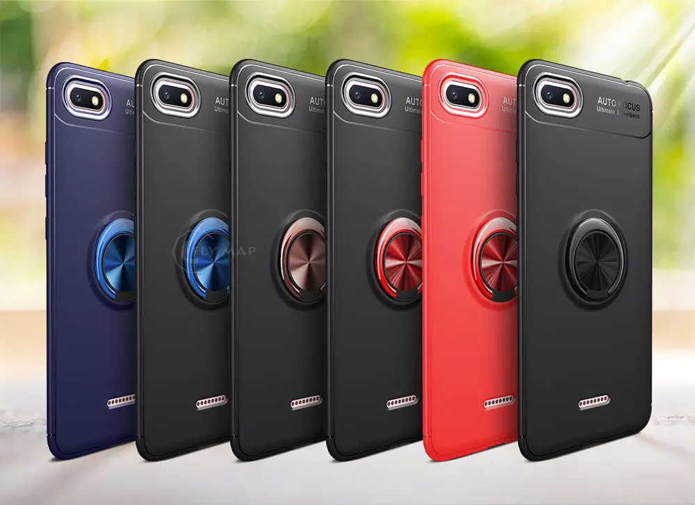 Soft Silicone Case for Xiaomi Redmi 6A A6 Finger Metal Ring Invisible Bracket Phone Cover Xiao mi Red 6 A M1804C3CT Coque |