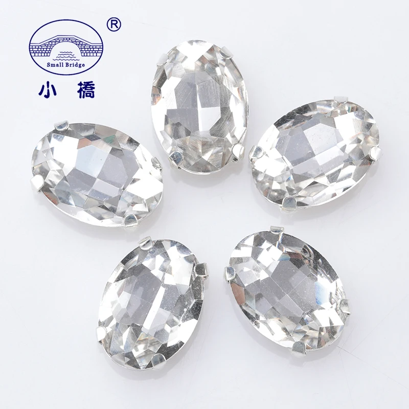

Decorative Oval Crystal Sewing Beads Loose Diy Glass Beads With Claw Glitter Flatback Beads For Needlework 10PCS S067