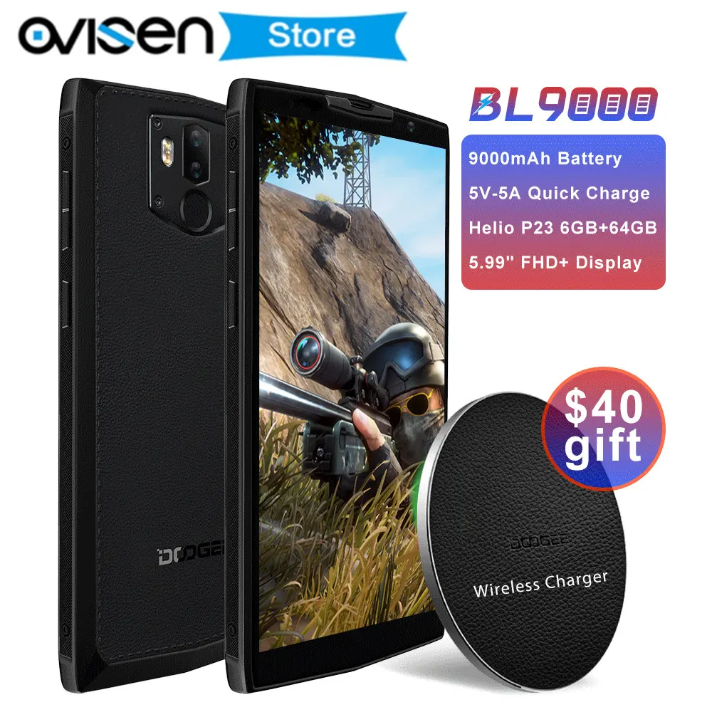 DOOGEE BL9000 6GB 64GB Android 8,1 смартфон 5,9" Helio P23 Восьмиядерный OTG NFC 9000mAh 5V 5A Flash Беспроводной заряд мобильного телефона