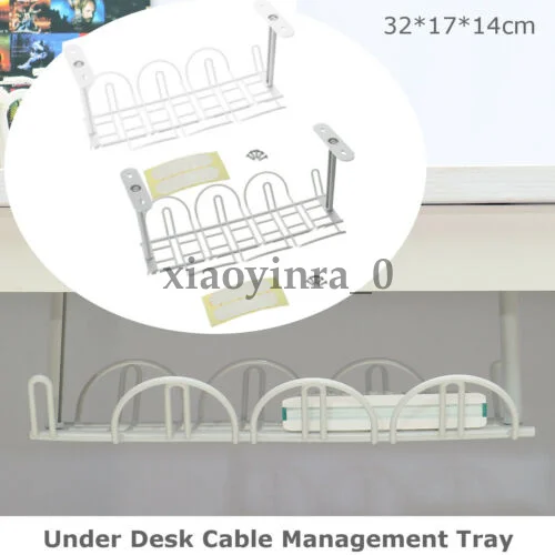 Home Living Room Storage Rack Under Desk Cable Management Tray Wire Cord Power Strip Adapter Organizer Shelf