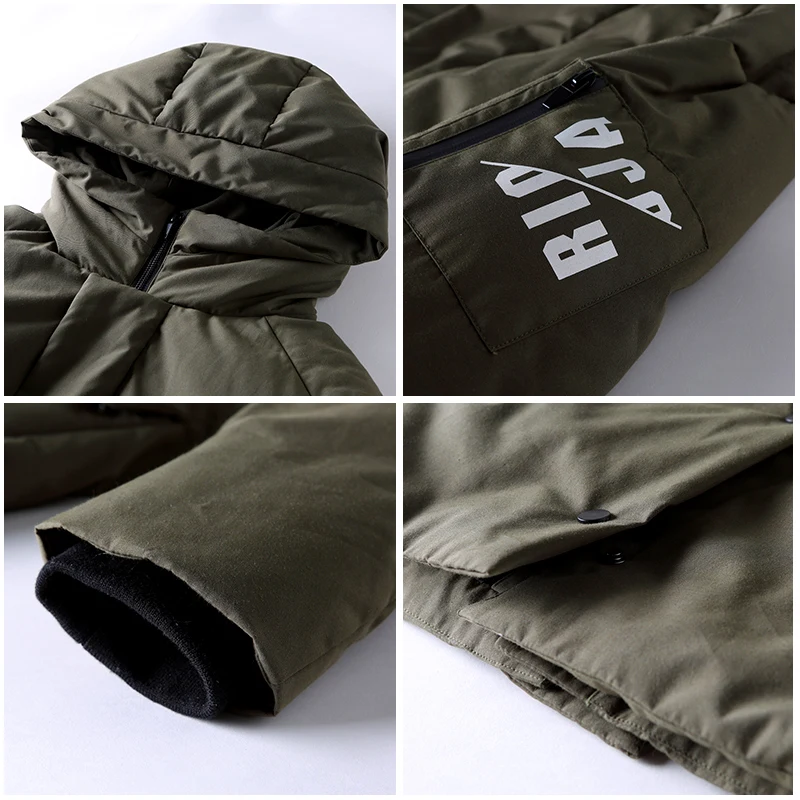 Мужская длинная толстая теплая пуховая куртка с утиным пухом зимняя армейская