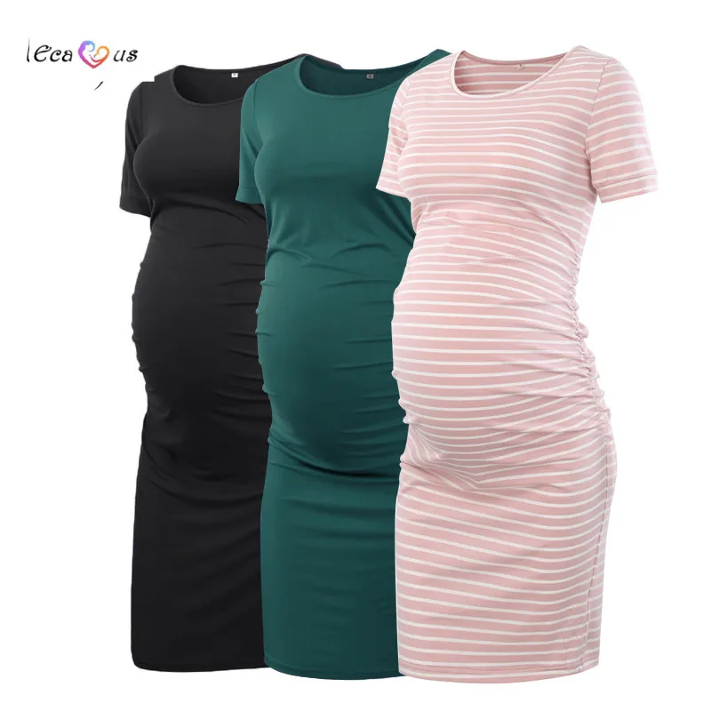 

Pack of 3pcs Women's Side Ruched Maternity Dresses Casual Sheath Short Sleeve Wrap Pregnant Dress Pregnancy Clothes Plus Size