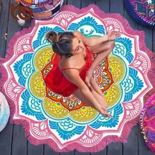 Пляжное полотенце с рисунком индийской мандалы пляжное круглая
