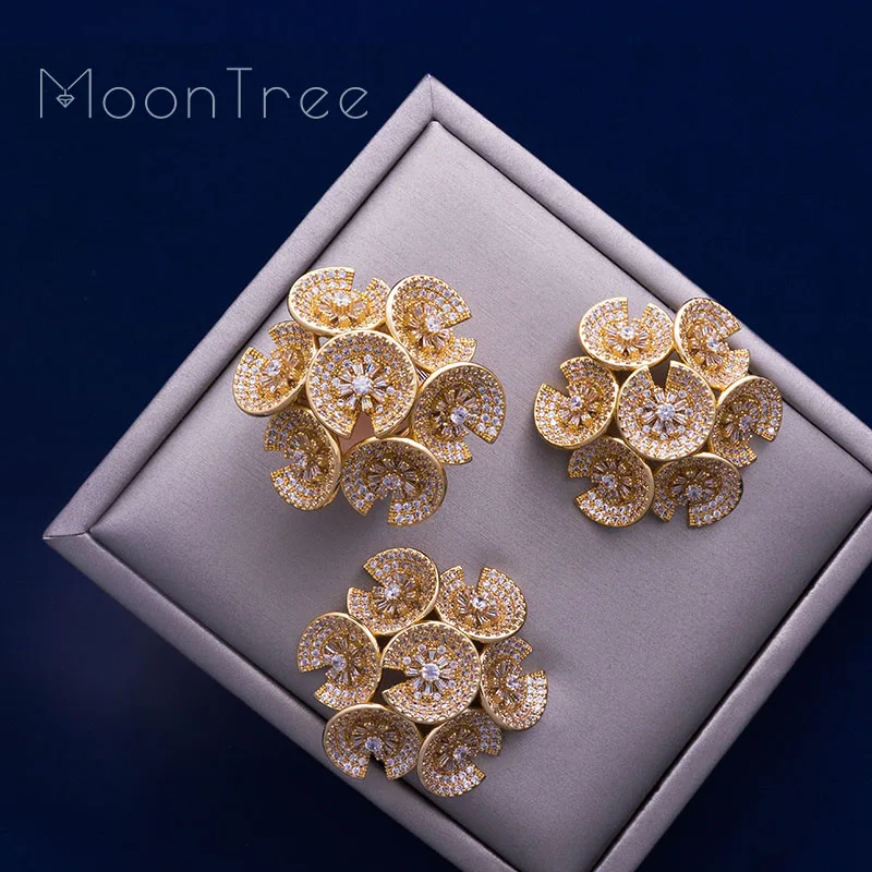 MoonTree цветочный модный роскошный супер AAA кубический цирконий женские серьги для