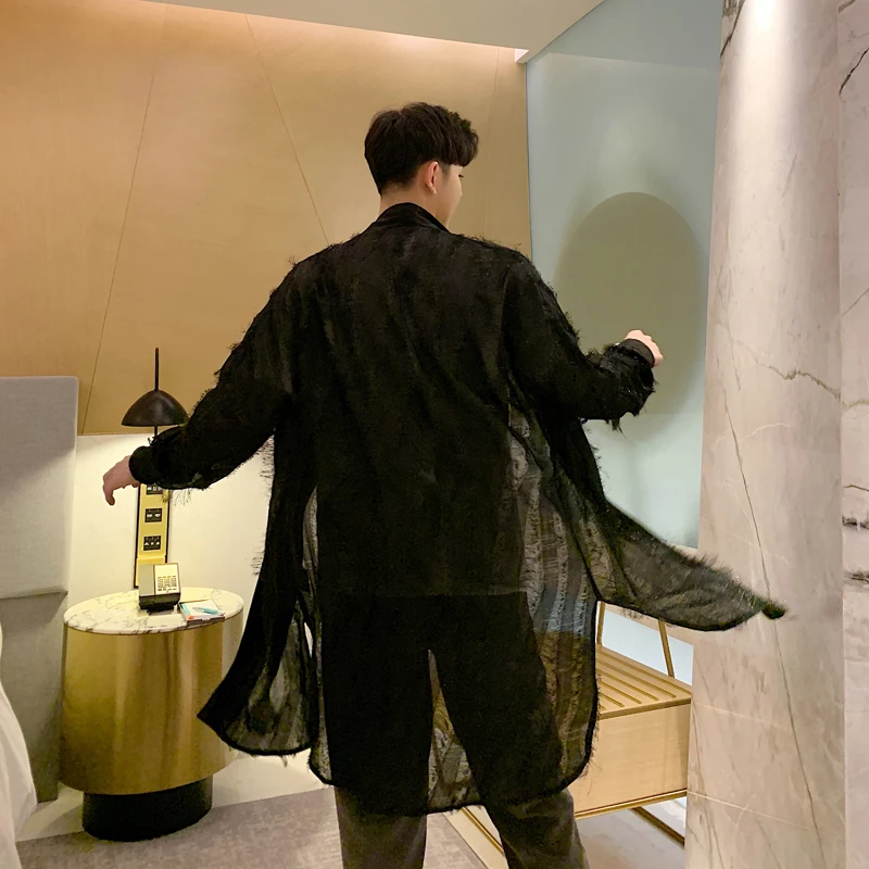 Мужская рубашка с блестками и перьями уличная винтажная кимоно мужская кардиган