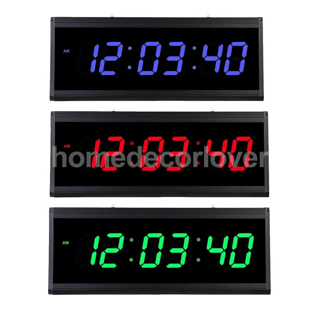 

Large LED Digit Wall Clock 24H Display Time Backlight Office School Home Supplies - Night Mode Backlight LED Screen EU