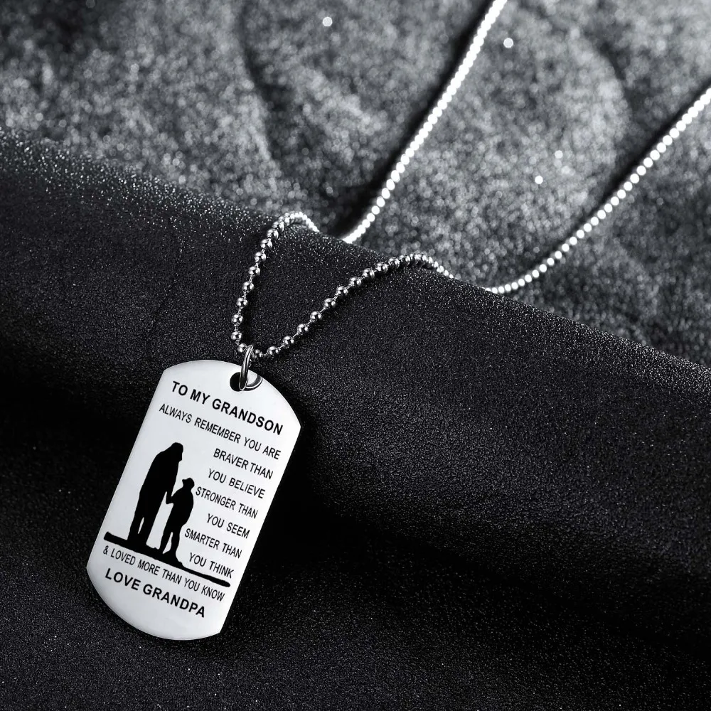 12 шт./лот для внука любовь поощрения Dog Tag Цепочки и ожерелья Семья