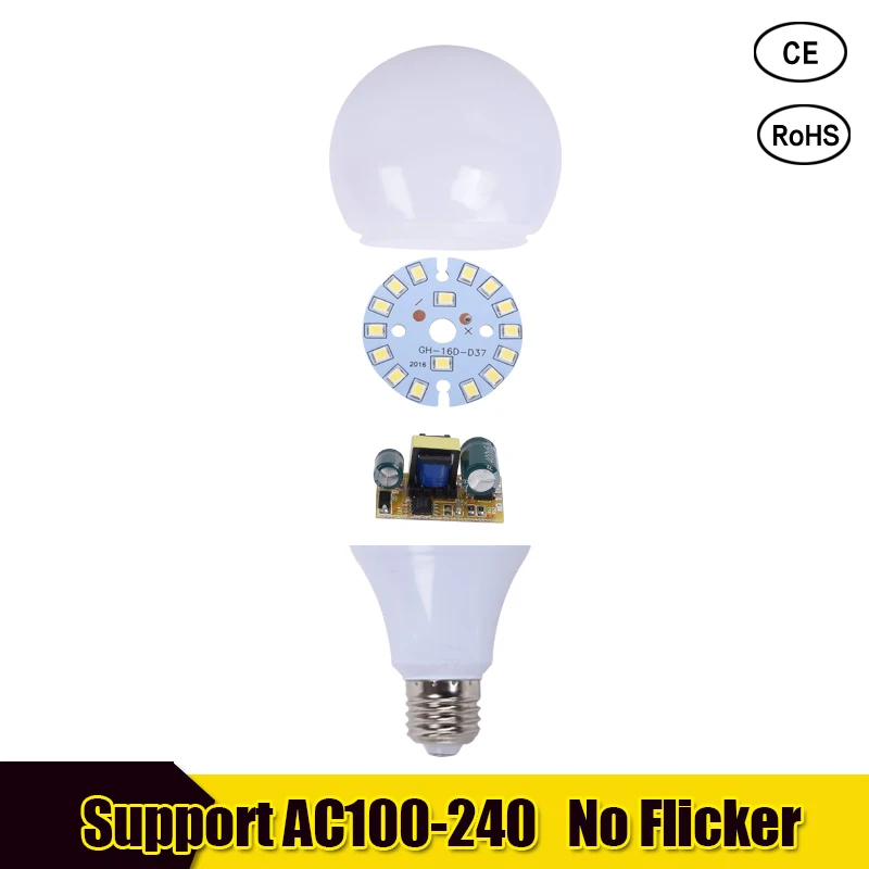 Светодиодная лампочка E27 3 Вт 5 7 9 12 15 18 SMD 2835 светодиодсветильник с реальной