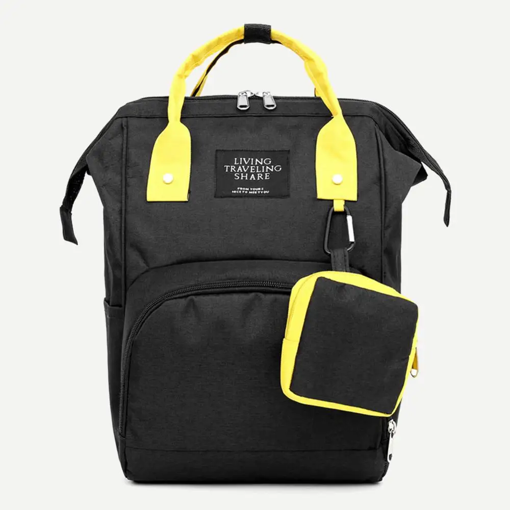 Black Yellow Модная сумка для подгузников для мам, Одноцветный рюкзак для мам, рюкзак для путешествий, большая вместительность, сумка для пеленки для ухода за ребенком, рюкзак для ухода за ребенком - Цвет: Black Yellow