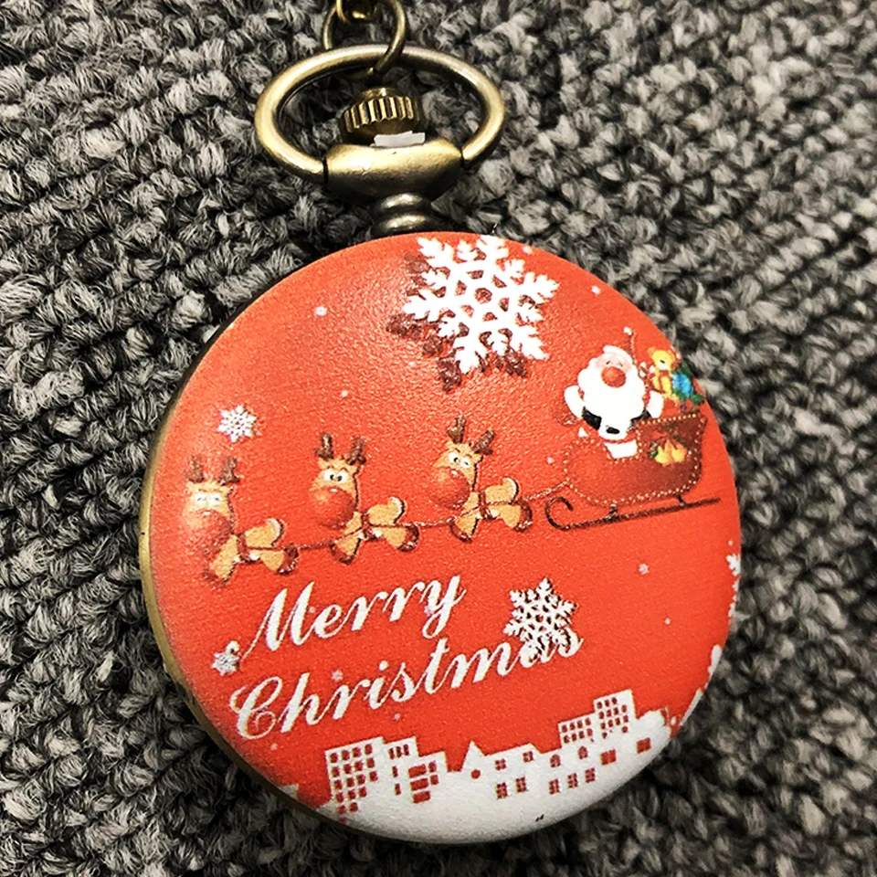 Рождественские карманные часы Санта Клаус с изображением рождественского оленя