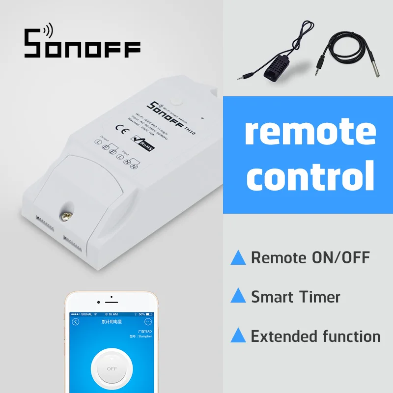 Sonoff TH10 10A WiFi умный переключатель управления Лер датчик температуры и контроль влажности водонепроницаемый для домашнего использования