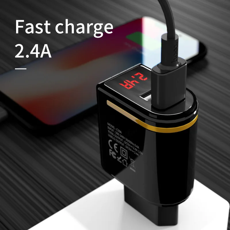 НОСО USB Зарядное устройство для iPhone 7 8 X светодиодный Дисплей стены ЕС вилка
