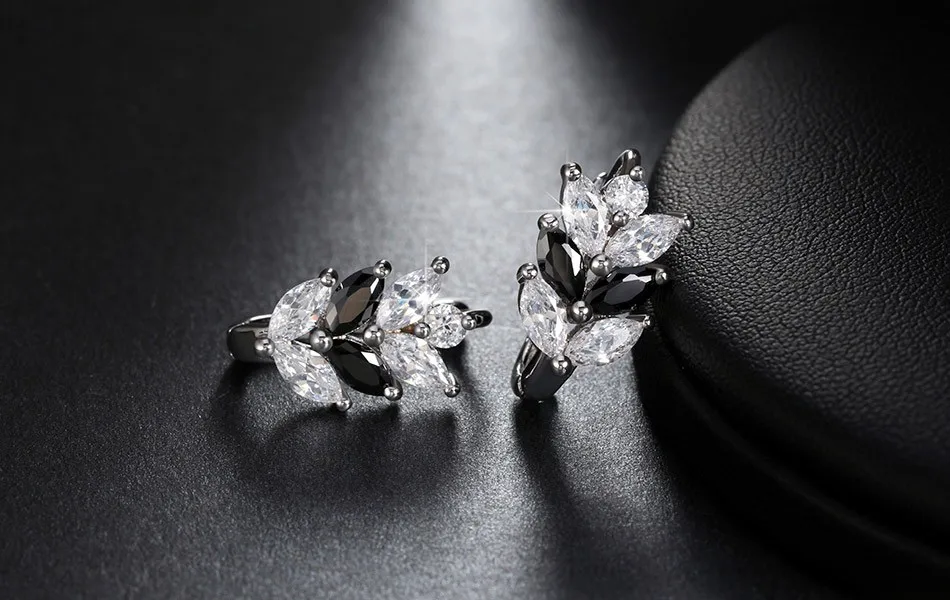 ORSA JEWELS Серебряный Цвет Стильные Серьги в Форме Листьев Огранка Маркиза ААА Австрийский Прозрачный Фианит Женские Модные Серьги-Гвоздики ОМЕ03