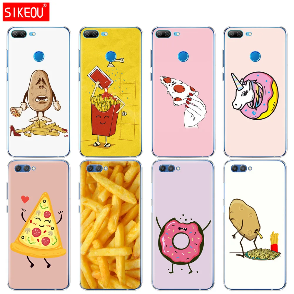 Silicone Cover phone Case for Huawei Honor 10 V10 3c 4C 5c 5x 4A 6A 6C pro 6X 7X 6 7 8 9 LITE Pizza French fries Doughnut food | Мобильные