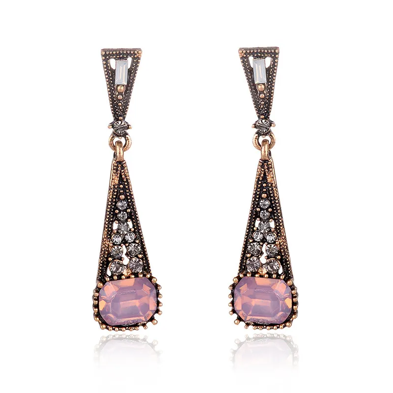 LUBOV цветные яркие опаловые серьги подвески инкрустированные антизолотом