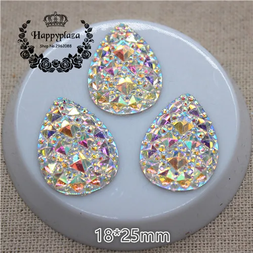 18x25mm 30pcs 8*13 мм/13*18 мм/18*25 мм Bling прозрачный белый AB смолы Стразы каплевидный камень Кабошон DIY Свадебные украшения ремесла - Цвет: 18x25mm 30pcs
