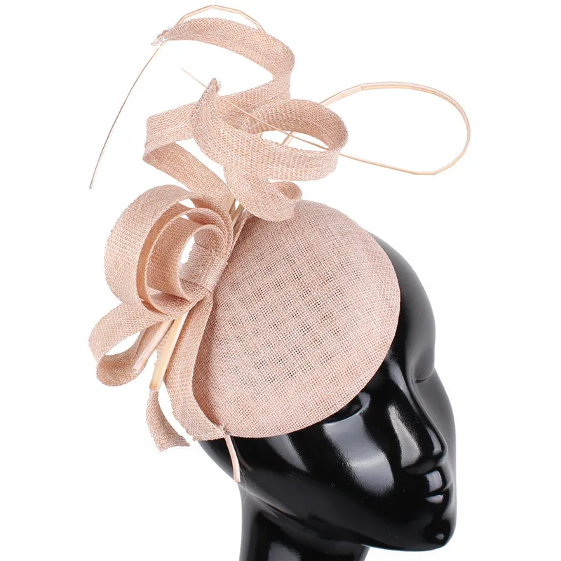 Fascinators navy Blue Hat Women Large Brim Flowers Linen Royal Wedding Fedoras Ladies Sinamay Hats Kentucky Derby Party Fedora