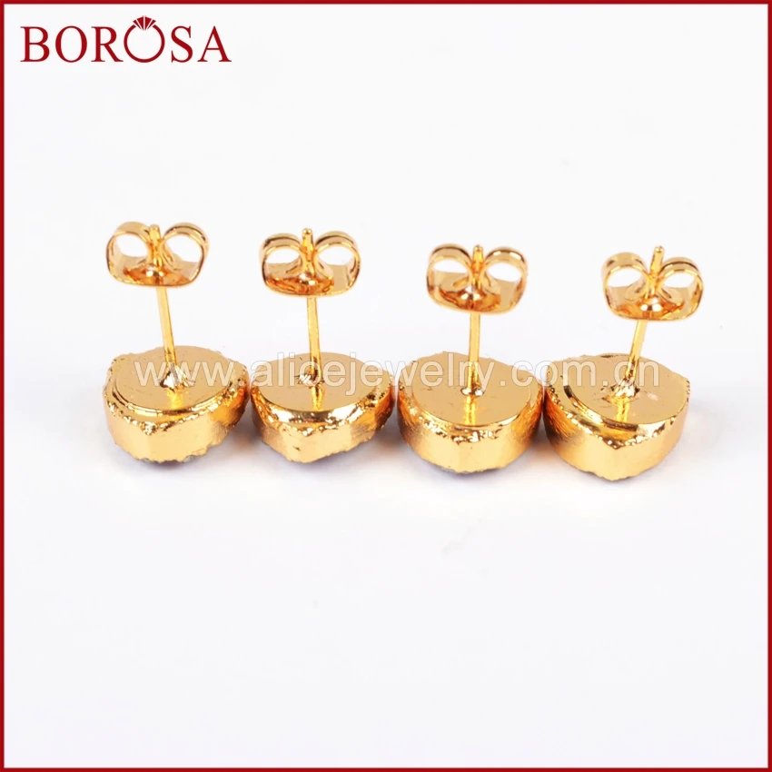 Серьги-пусеты BOROSA Druzy 1 пара треугольные серьги с натуральным кристаллом 10 мм