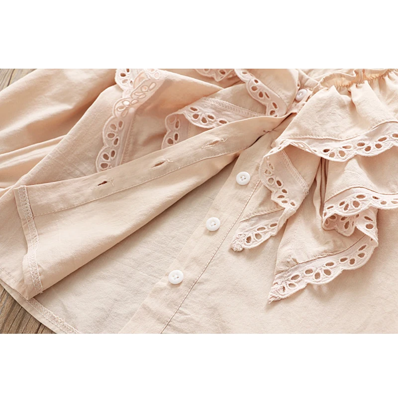 Рубашки для девочек 2019 Весна Новые детские одежда сладкий двойной с воротником в