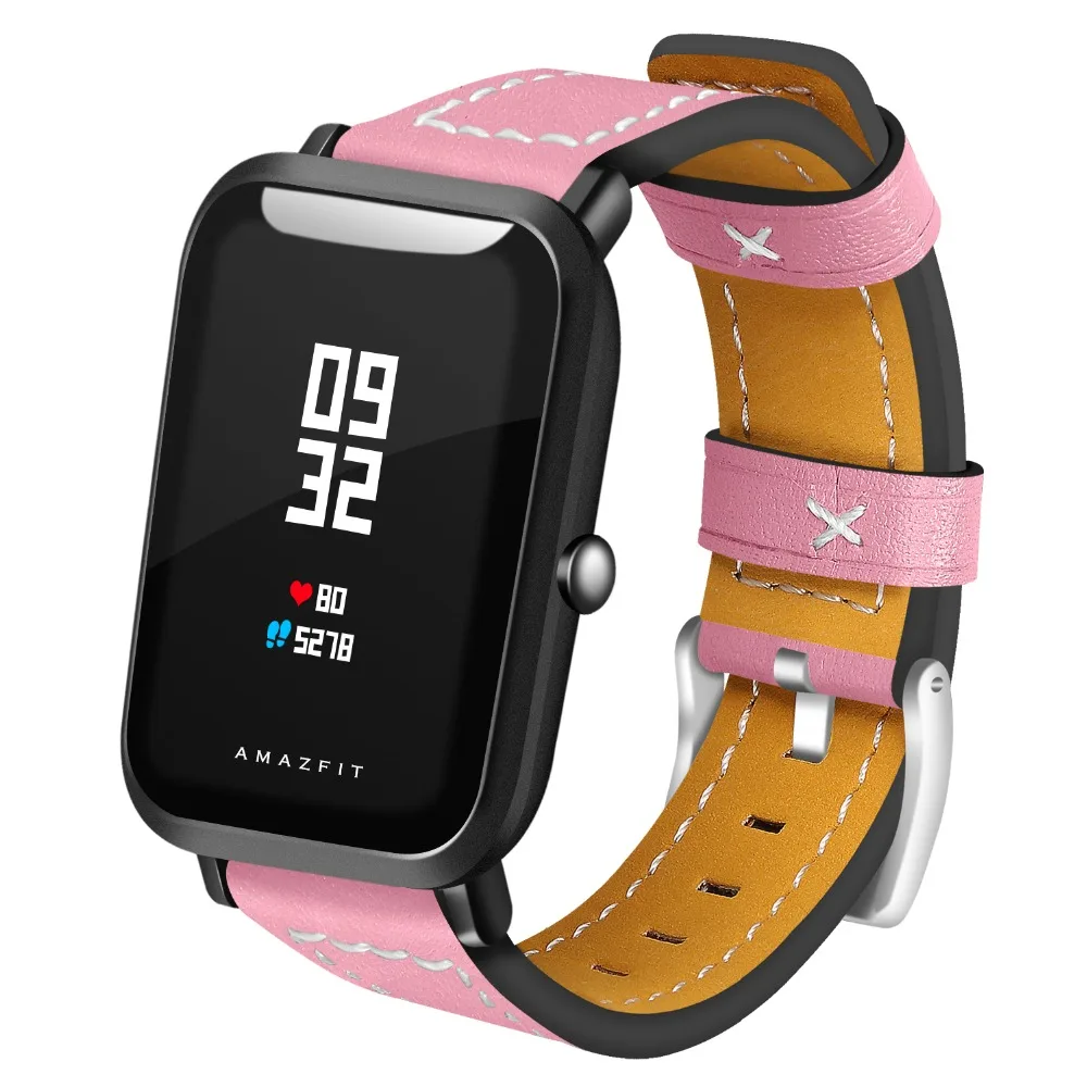 20 мм браслет ремешок для Xiaomi Huami Amazfit Bip GTS GTR 42 мм ремешок для часов Amazfit Pace Stratos 2 GTR 47 мм кожаный ремешок для часов