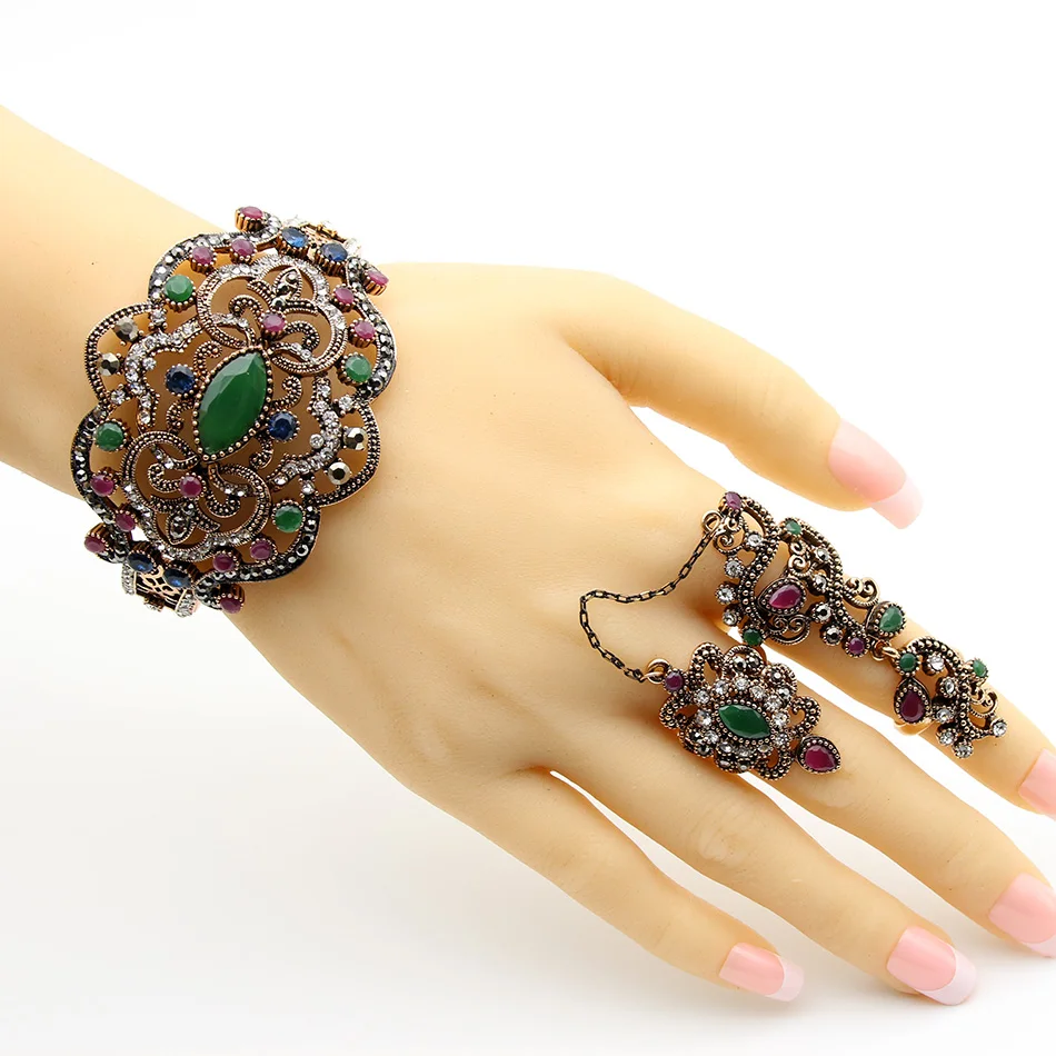 Женское Винтажное кольцо в индийском стиле виде двух пальцев украшения