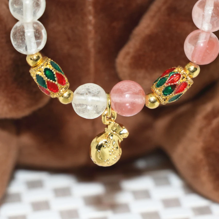 Бесплатная доставка многоцветный кварцевый арбуз 8 мм круглые бусы браслеты для