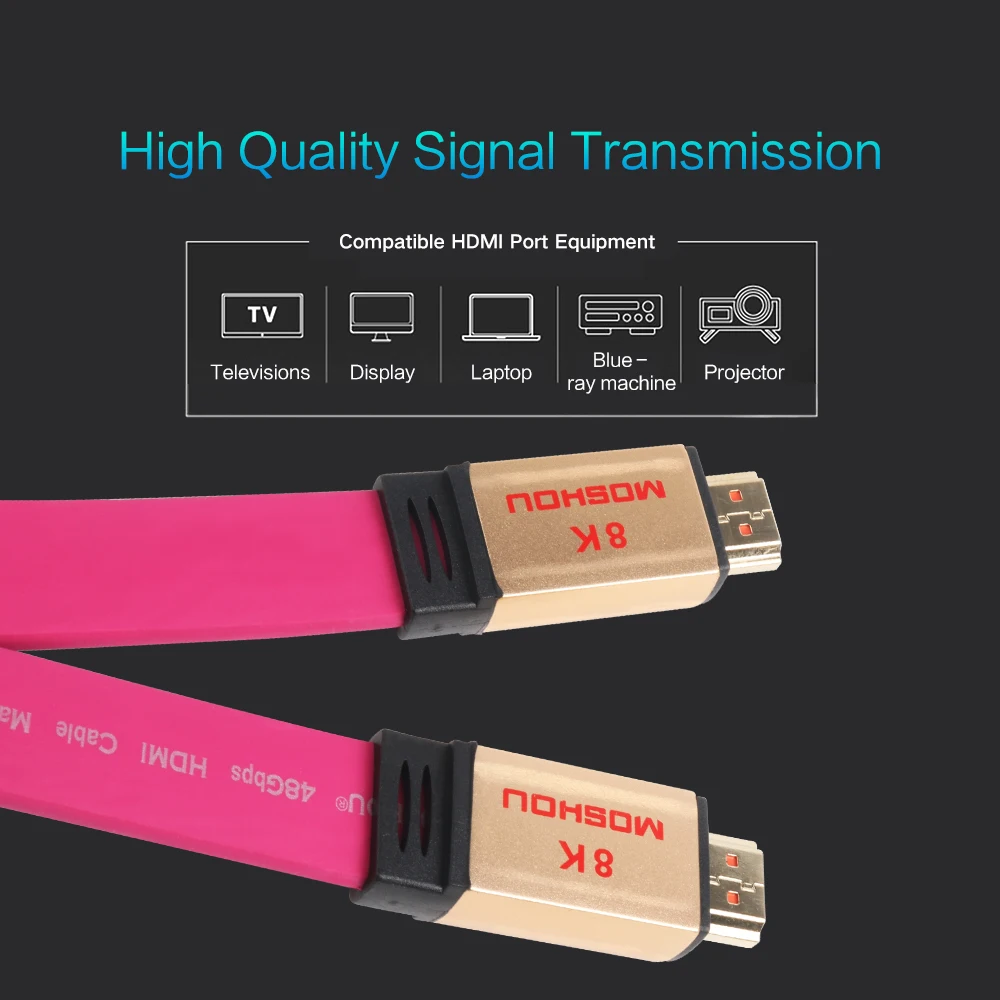 Высокопрочный HDMI совместимый 2 1 кабель Ultra HD (UHD) 8K MOSHOU 48Gbs с аудио и Ethernet HDR
