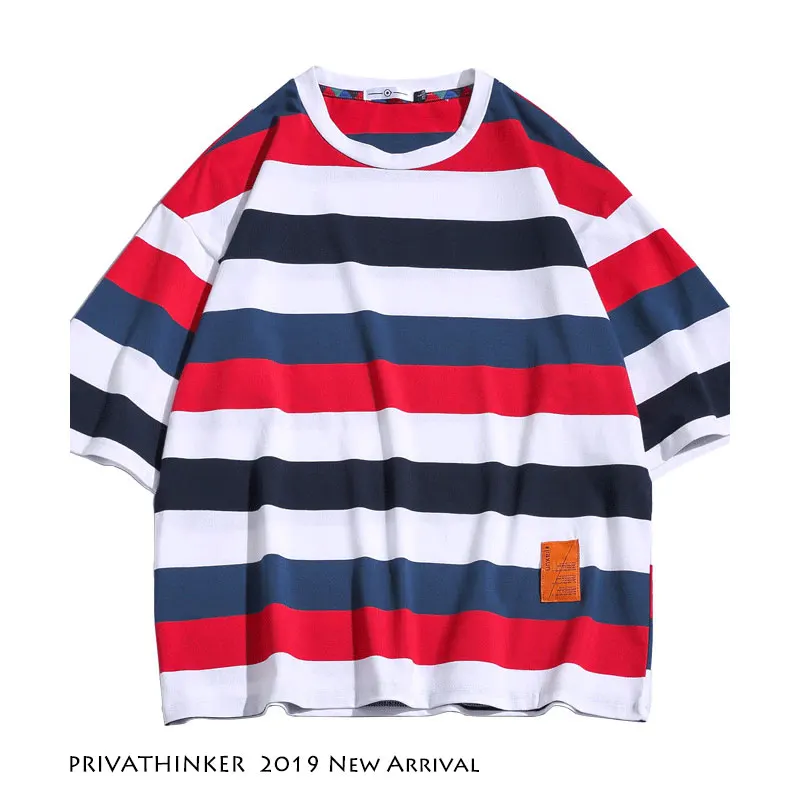 Privathinker мужские 2019 Летние повседневные футболки с круглым вырезом полосатые