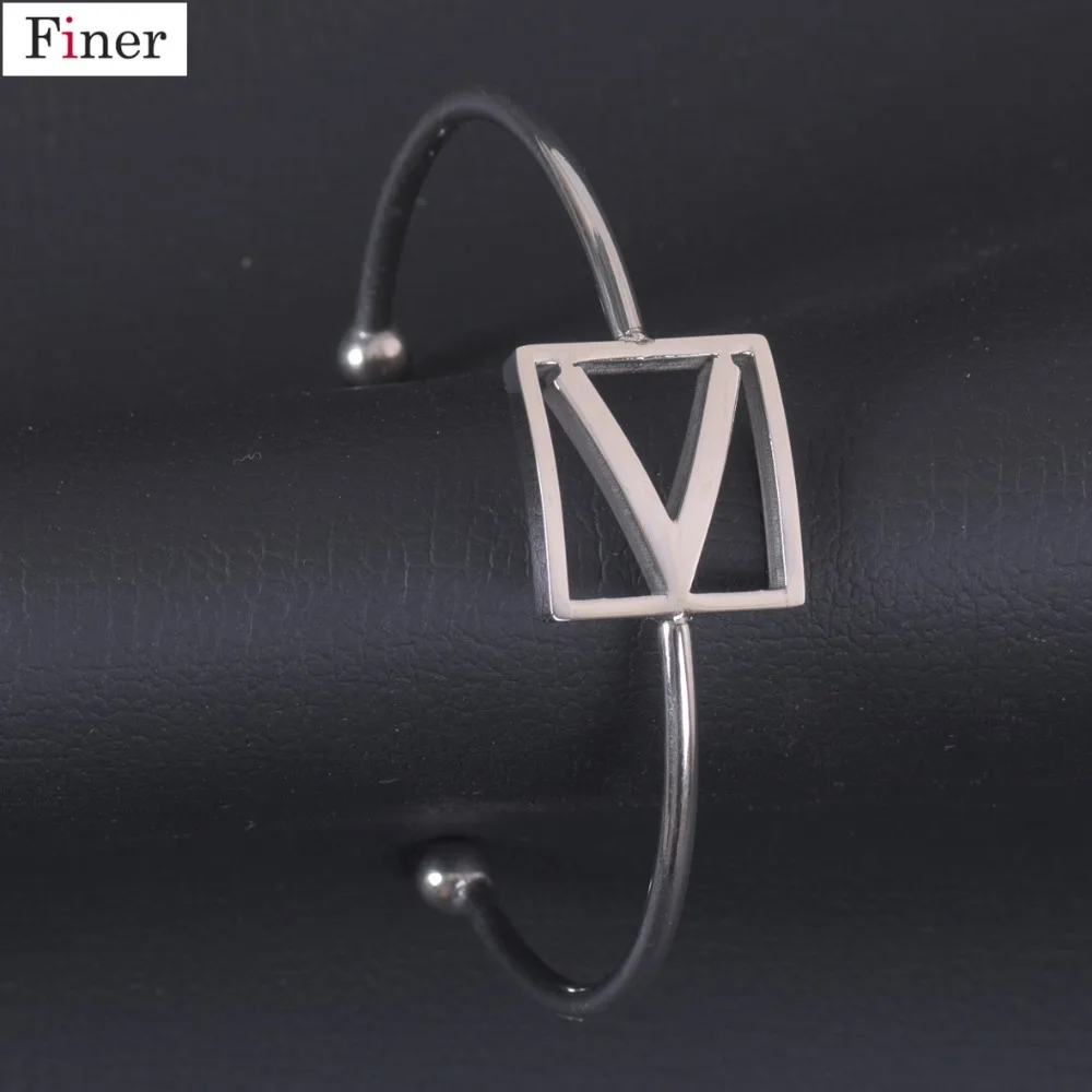 

New Aarrive V Letter Bracelet Stainless Steel Silver Color Name Bangle