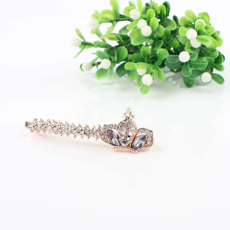 Hair jewelry rhinestones purple pink blue hair clip imperial crown shape brand alloy plated head accessories 1 piece | Украшения и